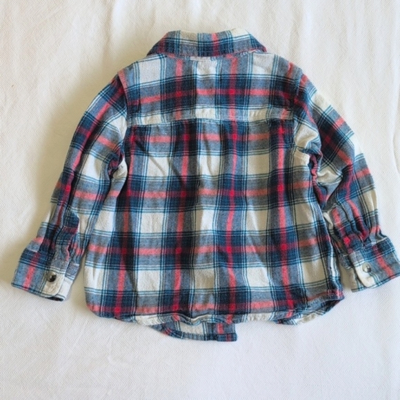 old navy blue plaid cotton flannel button down shirt 2T toddler boys - Picture 5 of 5